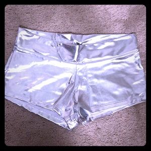 Teeny tiny silver spandex shorts! 🤩